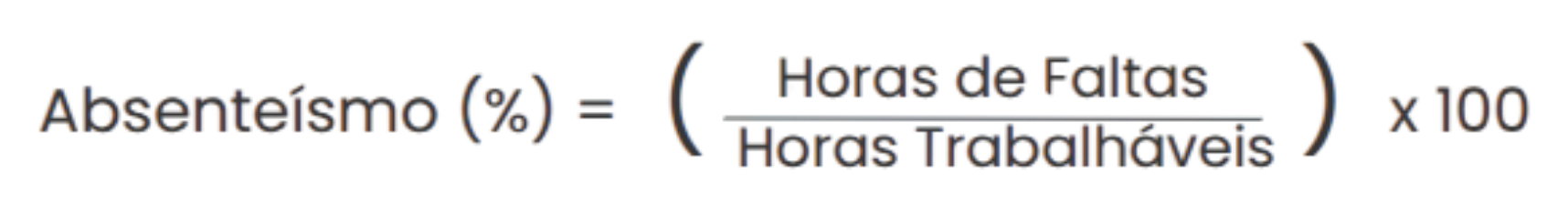 Fórmula da taxa de absenteísmo que correlaciona horas de falta com horas trabalháveis